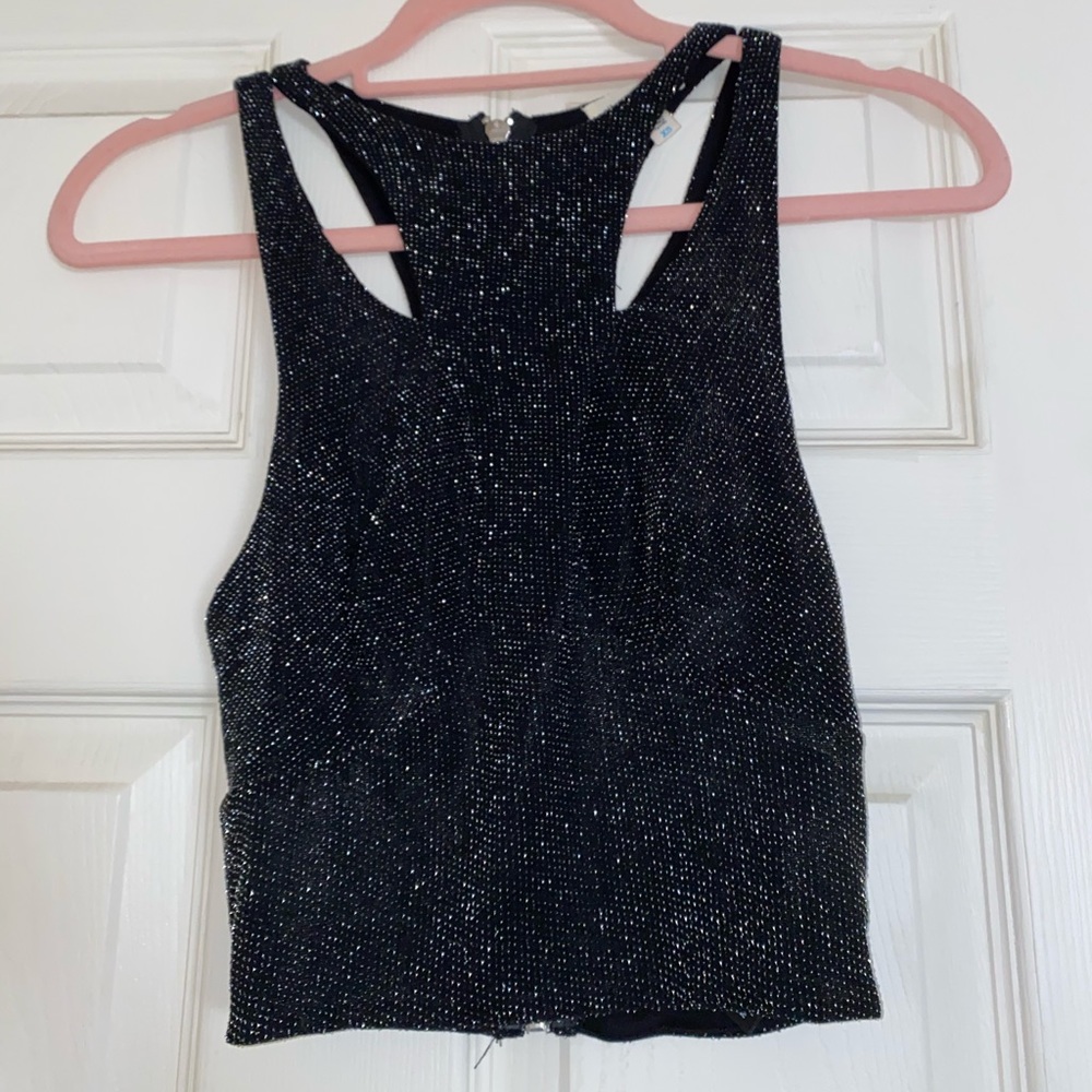 Sparkle crop top. Zippers in back.